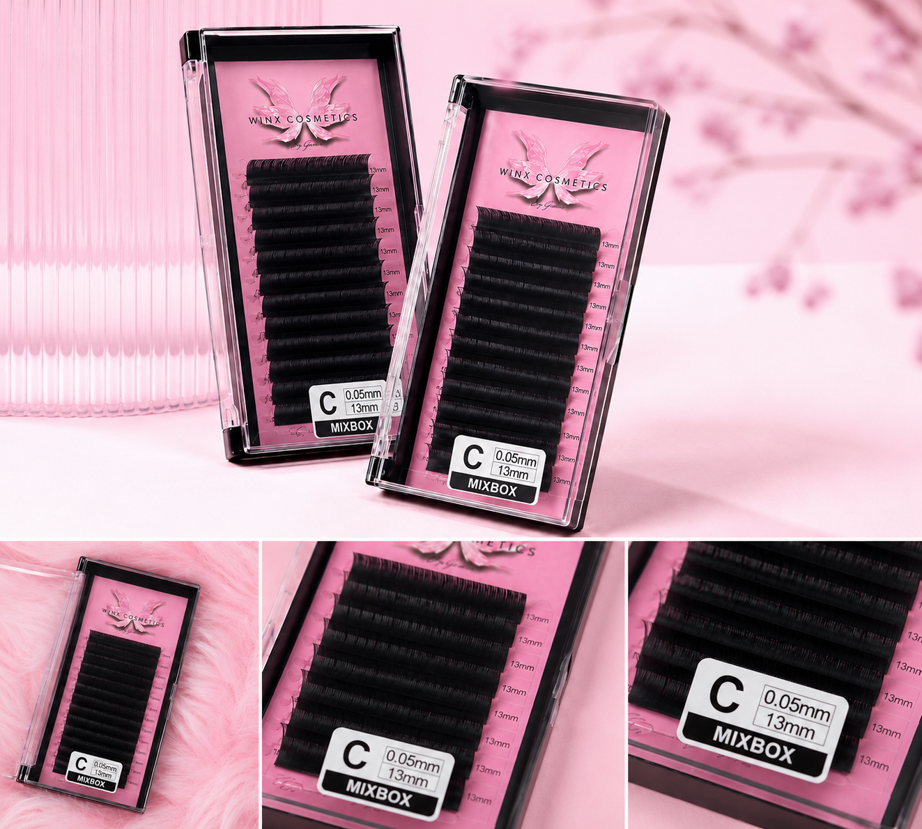 Winx Ultra Matte Dark Easyfan Lashtrays (C-Curl) - 8-15mm Mixtray